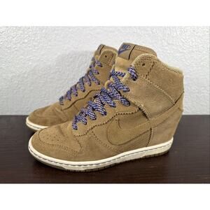 RARE Nike Womens Size 7 Dunk Sky High Hidden Heel Suede Brown 528899-201